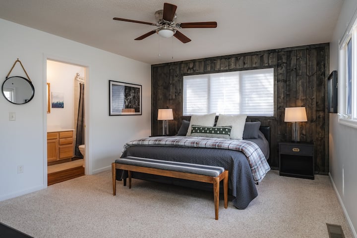 Bedroom 1- Master bedroom with king bed, Roku tv and private bathroom