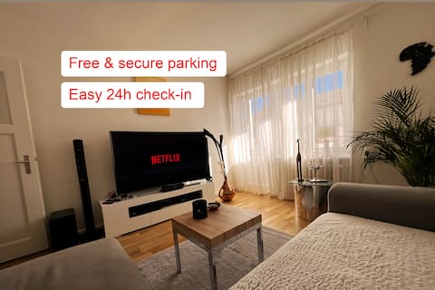 2 sunny balconies, free Parking + Baselcard