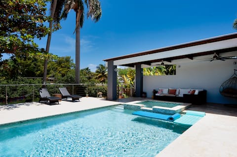 Luxury waterfront villa with dock and heated pool