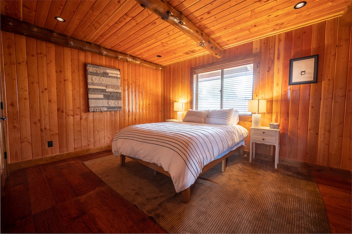 Downstairs bedroom with queen sized bed. Plenty of room for a pack n play if needed. Includes closet.