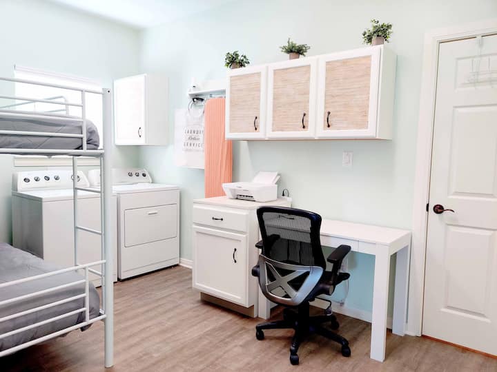 Multi-functional bonus room can serve as twin over twin bunk bedroom, an office space or a laundry room.