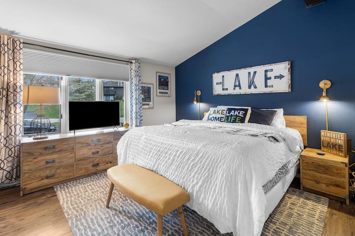 This bedroom features a KING size bed, Roku TV and room darkening shades for restful sleep.