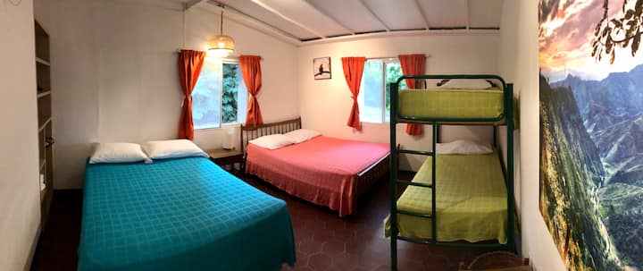 Room #1 - 2 double beds and 1 bunk bed (bedroom #1: 2 double beds, 1 bunkbed).