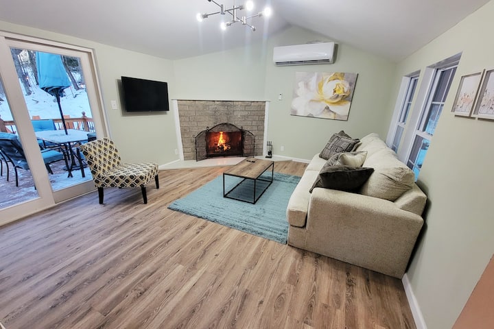 Living room with cozy fireplace