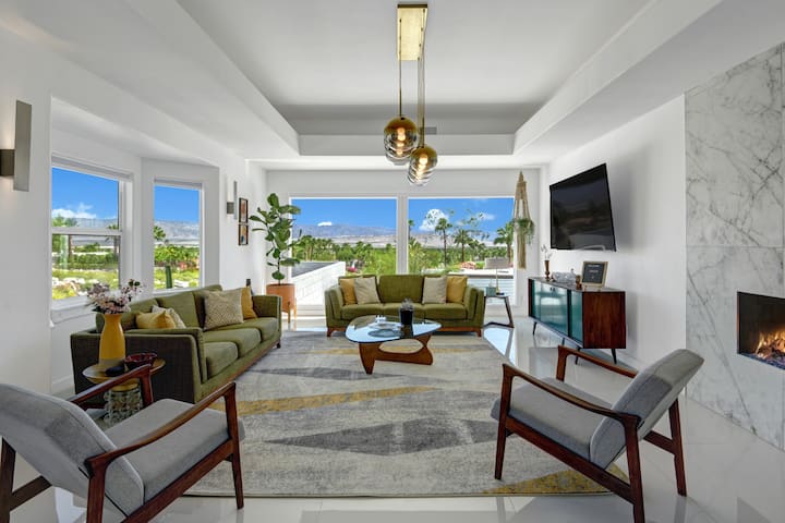 Beautiful mountain view from the living room.