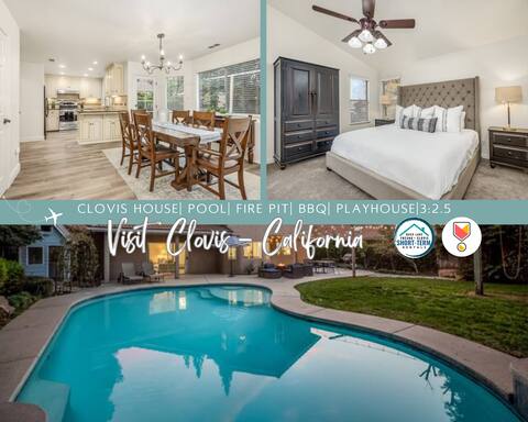 Clovis House| Pool| Fire Pit| BBQ| Playhouse|3/2.5