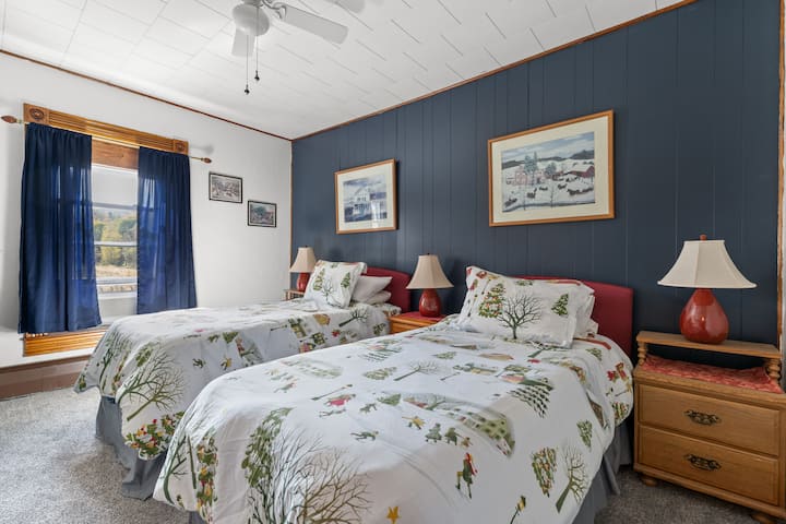 This bedroom has twin beds.