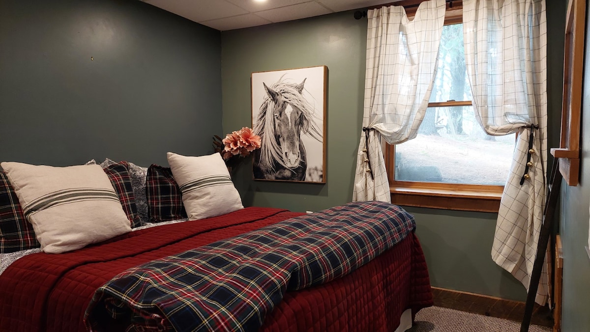 Lower level - King (Stearns & Foster) mattress.   Looking for the right headboard to fit this room.  