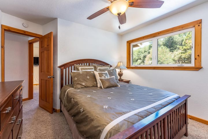 A comfortable queen bed
