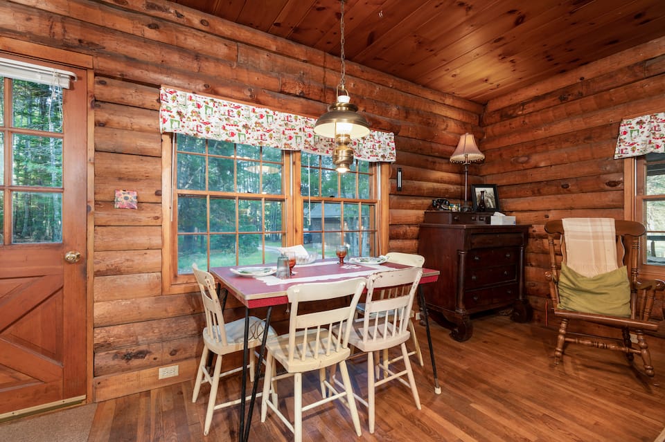 A log cabin on a small pond near Reid State Park, Georgetown, Maine, United States, photo 9 of 10