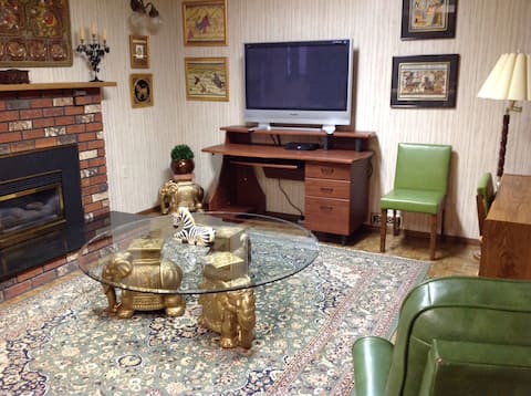 Successful Airbnb property: Cheerful 1-bedroom residential home with fireplace in Coquitlam