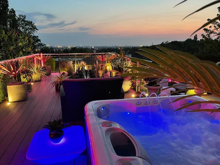 Love spa privatif, sauna, jacuzzi et vue sur Paris Guest houses à