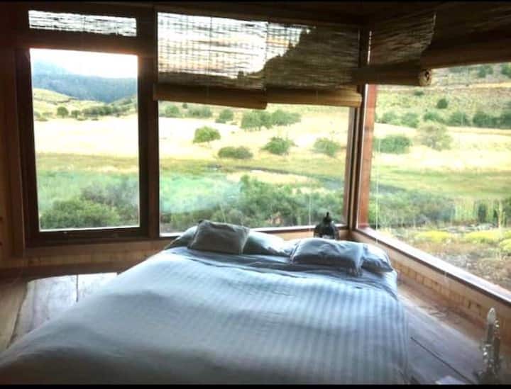 床可能不再处于同样的位置。
床的位置不相同，但可以欣赏美景……