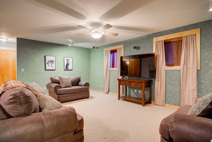 Downstairs Living Area with Pullout Bed Couch 