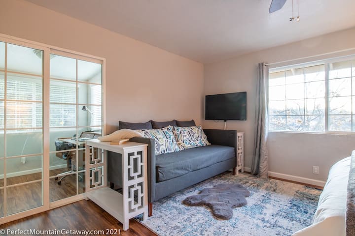 In the Family Suite there is a twin daybed across the large bedroom from the king bed. 