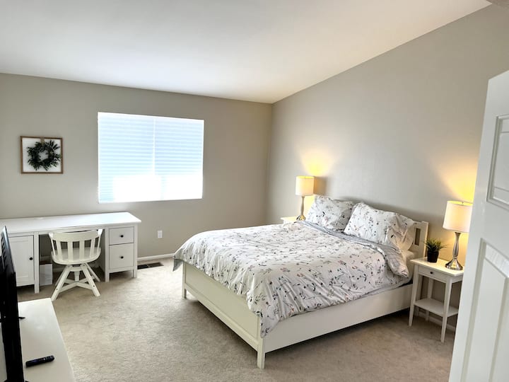 Master suite with dedicated workspace