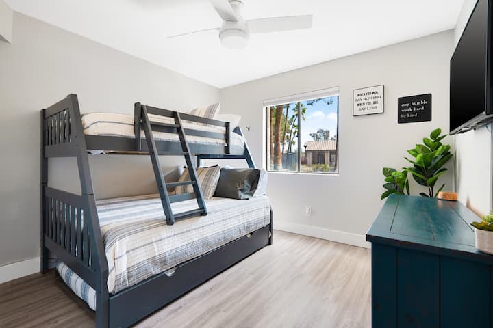 You'll find plenty of space in the second bedroom, with a full-sized dresser and closet for lots of storage!