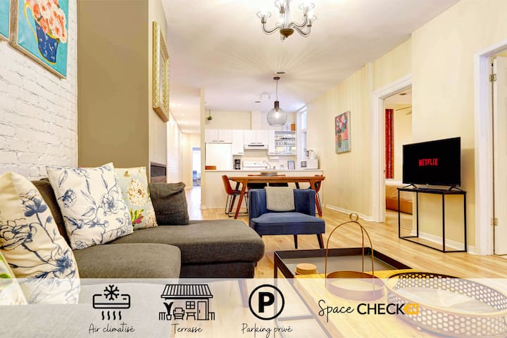 Le Grand MTL | Charmant | Terrasse | Parking | AC