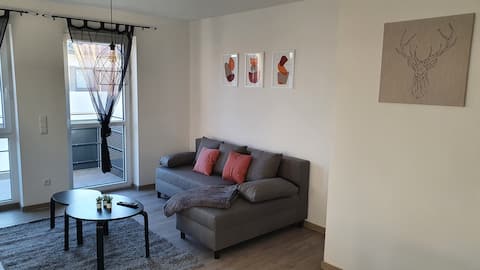 Successful Airbnb property: Modern 2 room apartment, balcony, kitchen, central in Main Kinzig Kreis