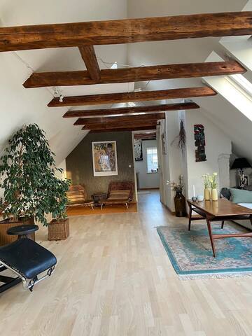 Smuk stor villalejlighed med pejs, balkon og have gallery image 3