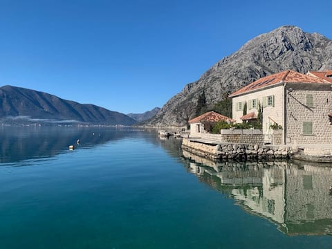 Stunning Kotor stone villa, right on the sea front