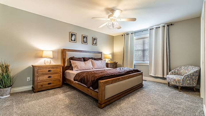 primary bedroom with king bed - Zinus Premium Mattress with Puffy brand topper for comfortable supportable rest