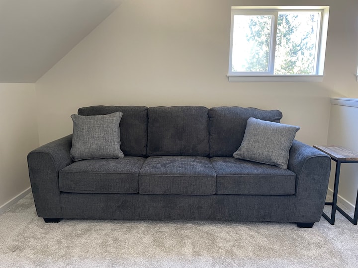 Sofa bed in the upstairs game room.