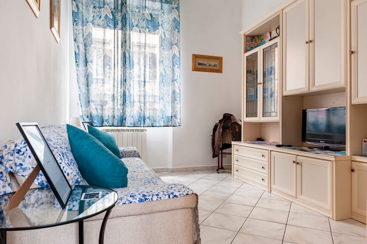 Living room seen from the entrance

(Inside: abat jour, mirror, reggivaligia, towels, servo, fan, TV, hangers, brochures, sofa, sofa, sofa bed, Type C / iPhone / micro USB charging cable)