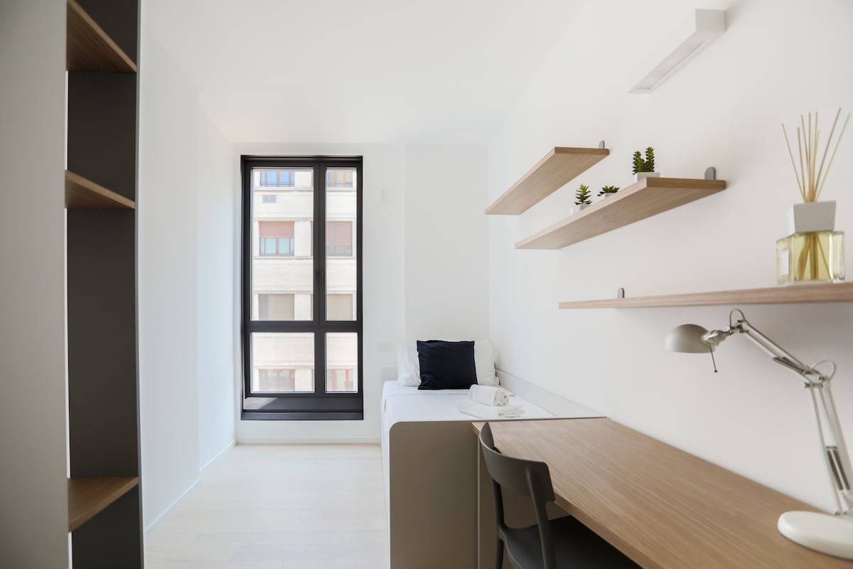 Chumba cha kulala na vitanda 2 vya mtu mmoja.