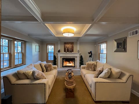 Chalet is over 3,000 sqft. Cozy spacious.