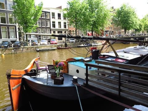 Cozy houseboat with parking in the center of Amsterdam
