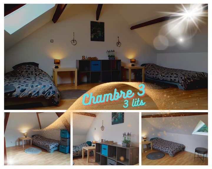 3. spavaća soba s 3 kreveta za jednu osobu - prostrana soba idealna za djecu