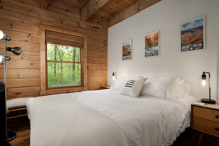 One of our four bedrooms with a queen bed. 