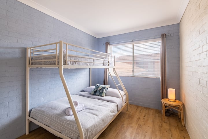 Second bedroom with double / single bunk combo - note these beds have recently been updated