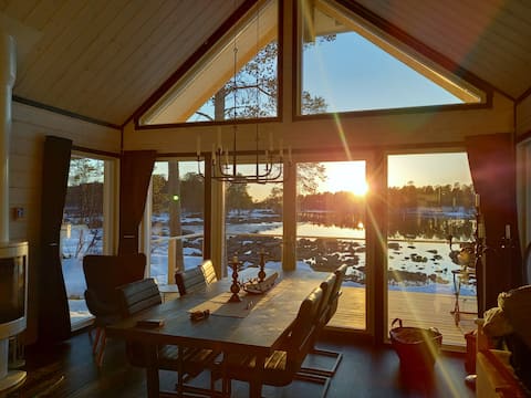 Modern cabin by the water