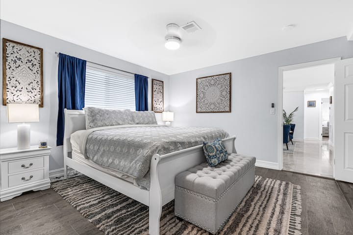 View of master bedroom from the ensuite bathroom.