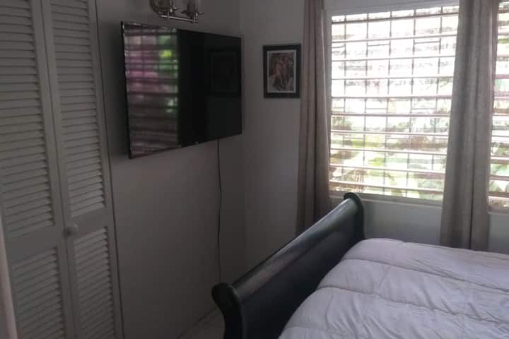 Chumba hiki kidogo cha kulala chenye starehe na starehe kina televisheni yenye vifaa vya Ruku 