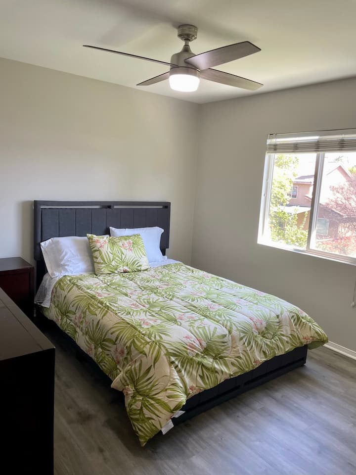 Bedroom 2 - Queen Size Bed with New Fan