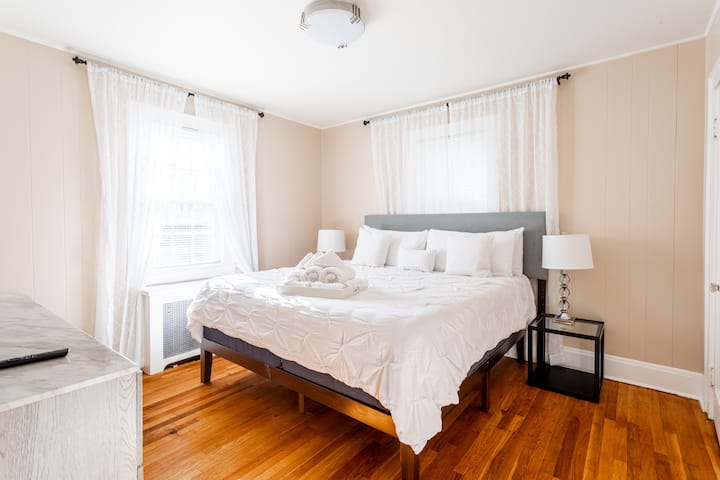 Spacious bedroom with ample storage.