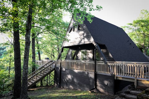 Private Lakefront A-Frame Cabin w/ Hot Tub