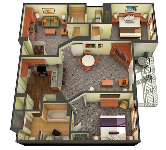 Tahiti Village Premium 2-BR, Sleeps 8, Lazy River gallery image 4