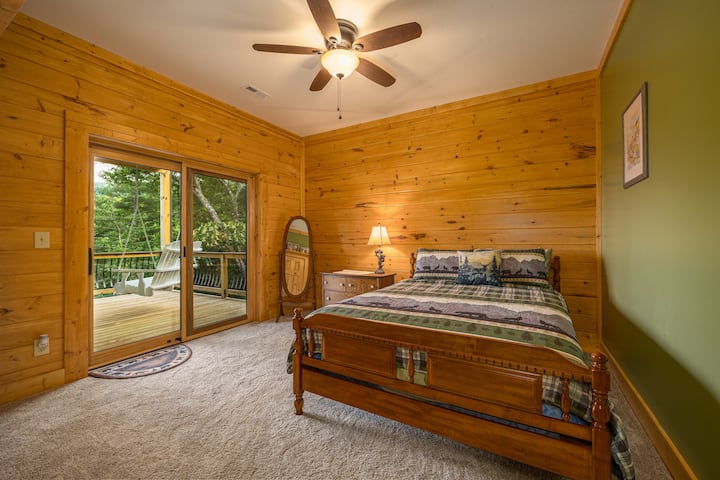 Another downstairs bedroom with private deck and large swing!!