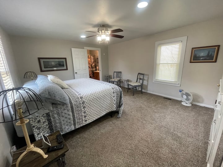 Large master bedroom with own TV and a full private bath.