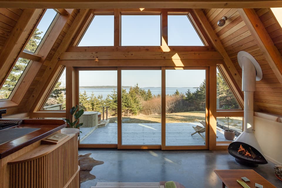 A hand-built A-frame above the Nova Scotia shore, LaHave, Nova Scotia, Canada, photo 1 of 10