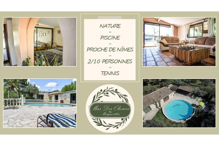 Mas avec piscine/Tennis - 10 Personnes - NÎMES - Villas à louer à  Marguerittes, Occitanie, France - Airbnb