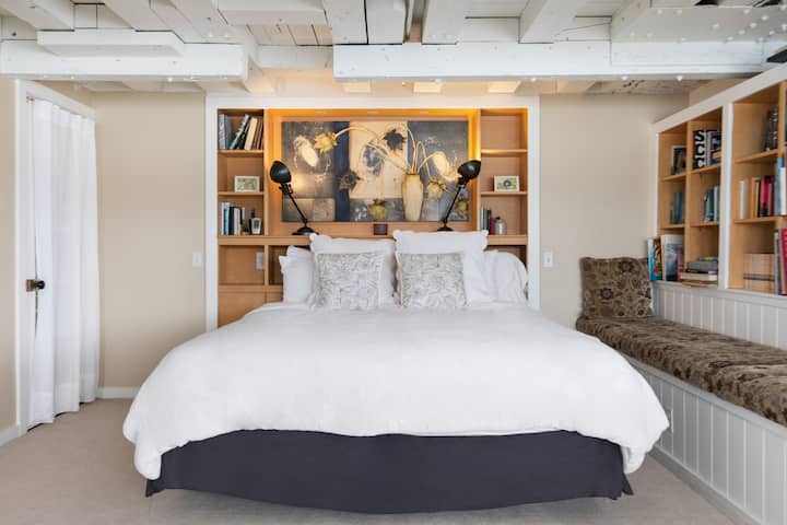 Primary bedroom with King sized bed and unforgettable view