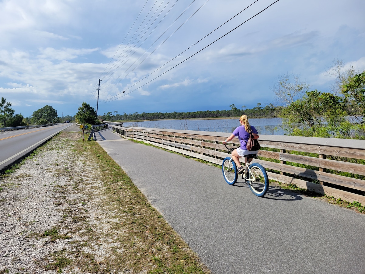 Bike on the 19 mile trail along 30A to experience coastal dune lakes, shops and dining. at Juan Love in Santa Rosa Beach