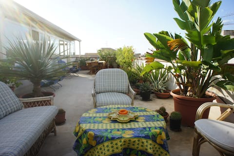 A terrace  
on the old 
seaside village