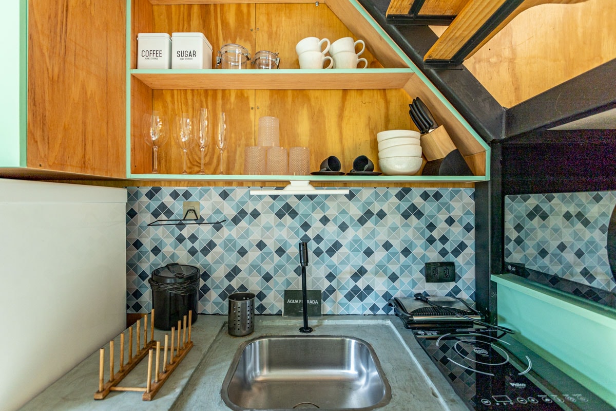 Kitchen at Casa Natu Ilhabela Studio Feiticeira with Jacuzzi in Ilhabela