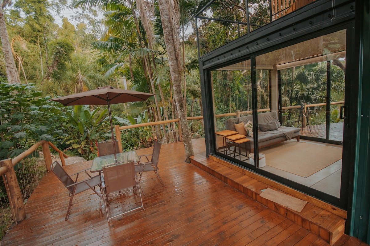 Outdoor Nature View with Waterfall Trail! at Casa Natu Ilhabela Studio Portinho with Jacuzzi in Ilhabela